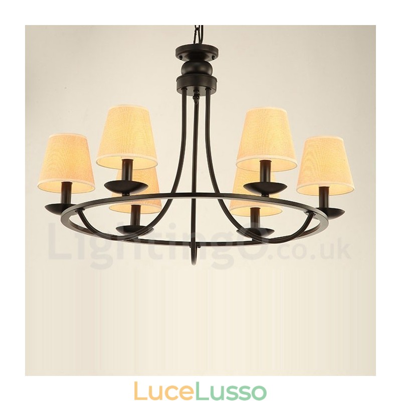 Lampadario a 6 luci a un piano in stile country retrò