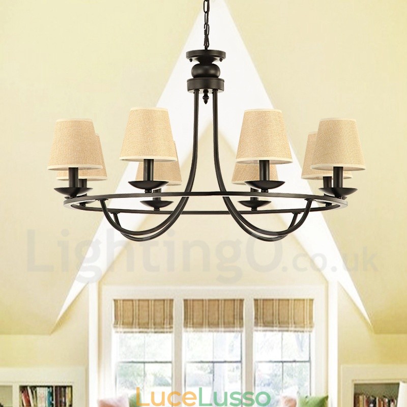 Lampadario a 8 luci a un piano in stile country retrò