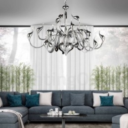 Lampadario moderno a forma di cigno a 24 luci, lampadina cromata G4 inclusa