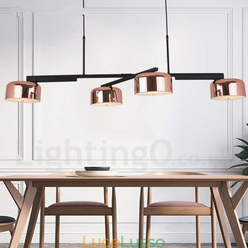 Lampadario girevole moderno contemporaneo a 4 luci a un livello