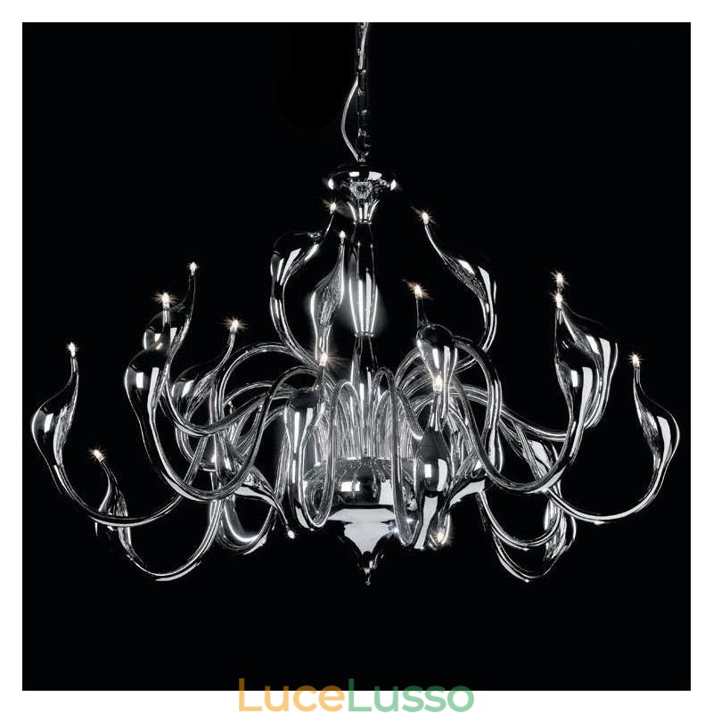 Lampadario moderno a forma di cigno a 24 luci, lampadina cromata G4 inclusa
