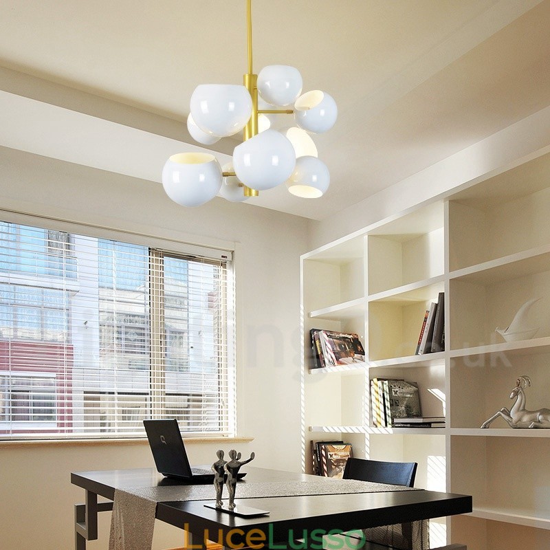 Lampadario moderno contemporaneo bianco a 10 luci