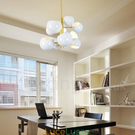 Lampadario moderno contemporaneo bianco a 10 luci Lampadario moderno contemporaneo bianco a 10 luci