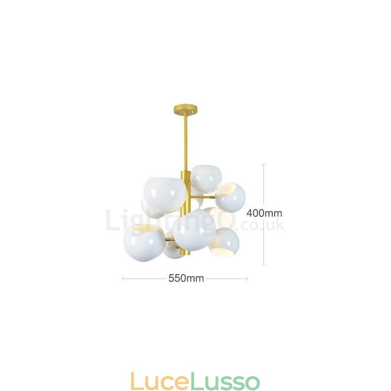 Lampadario moderno contemporaneo bianco a 10 luci