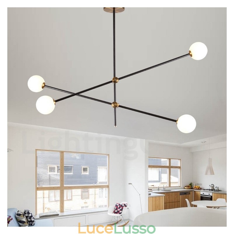 Lampadario moderno contemporaneo a 4 luci e 2 livelli