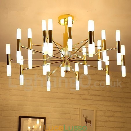 Lampadario moderno contemporaneo a 2 livelli, 40 luci dorate Lampadario moderno contemporaneo a 2 livelli, 40 luci dorate