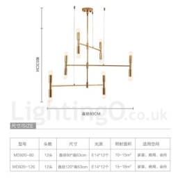 Lampadario moderno contemporaneo a 8 luci e 3 livelli