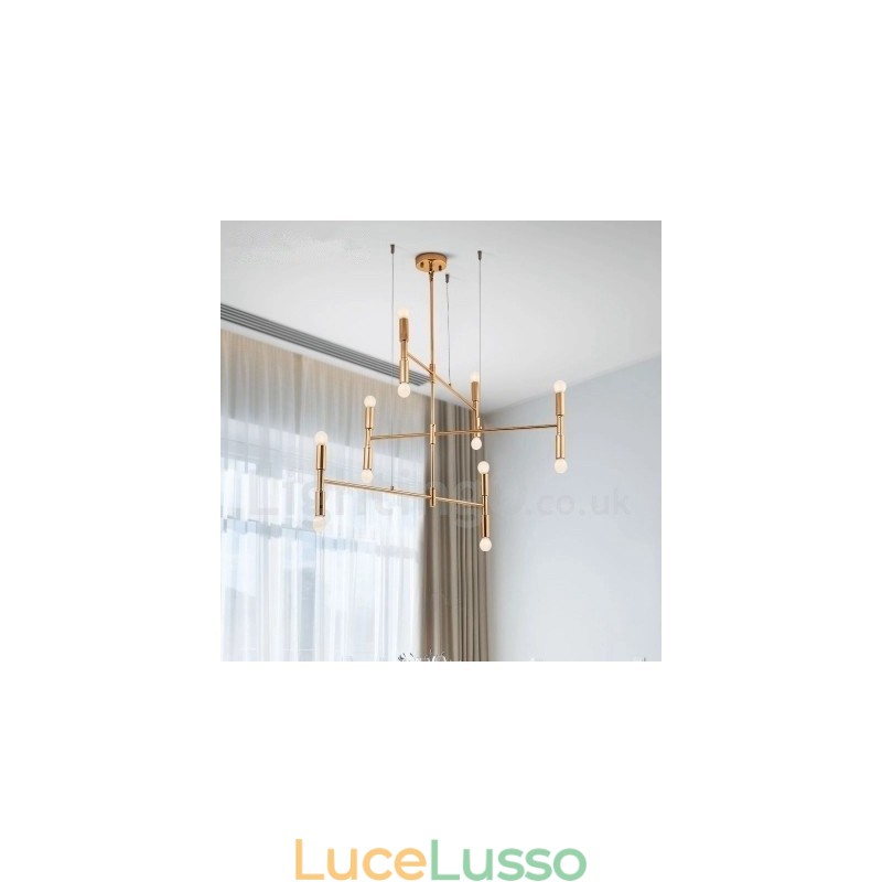 Lampadario moderno contemporaneo a 8 luci e 3 livelli