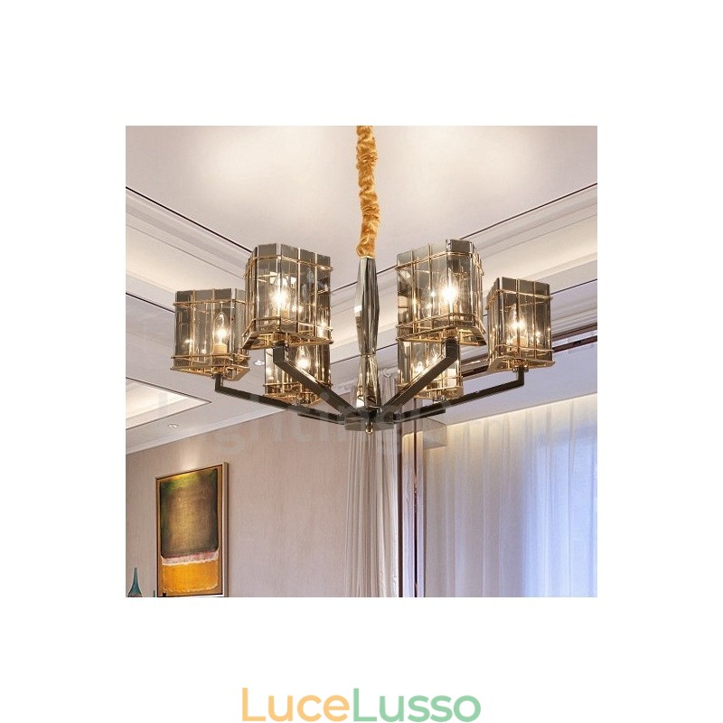Lampadario moderno contemporaneo a 6 luci a un livello