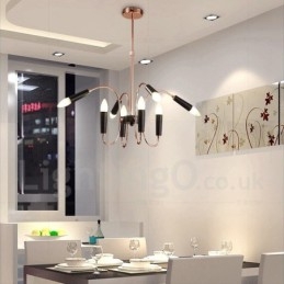 Lampadario moderno contemporaneo a 2 livelli e 8 luci