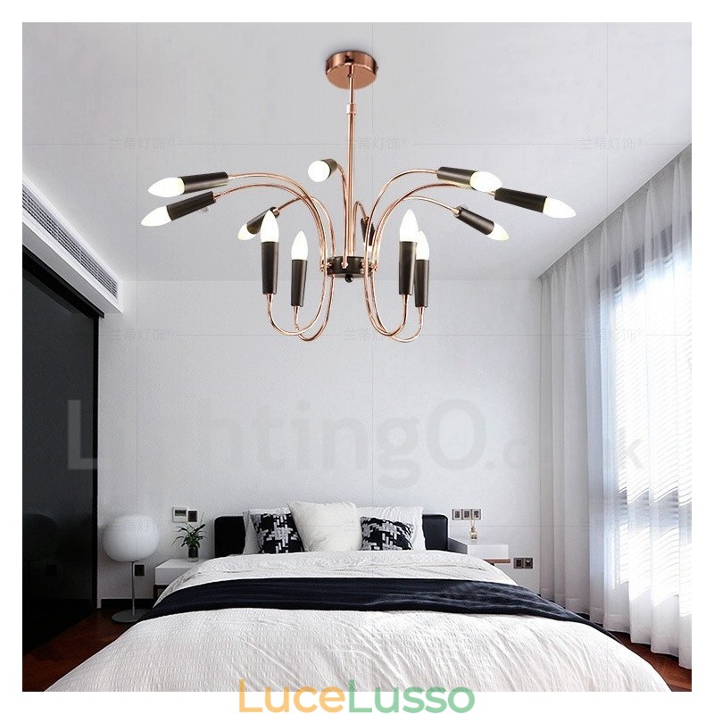 Lampadario moderno contemporaneo a 2 livelli e 12 luci