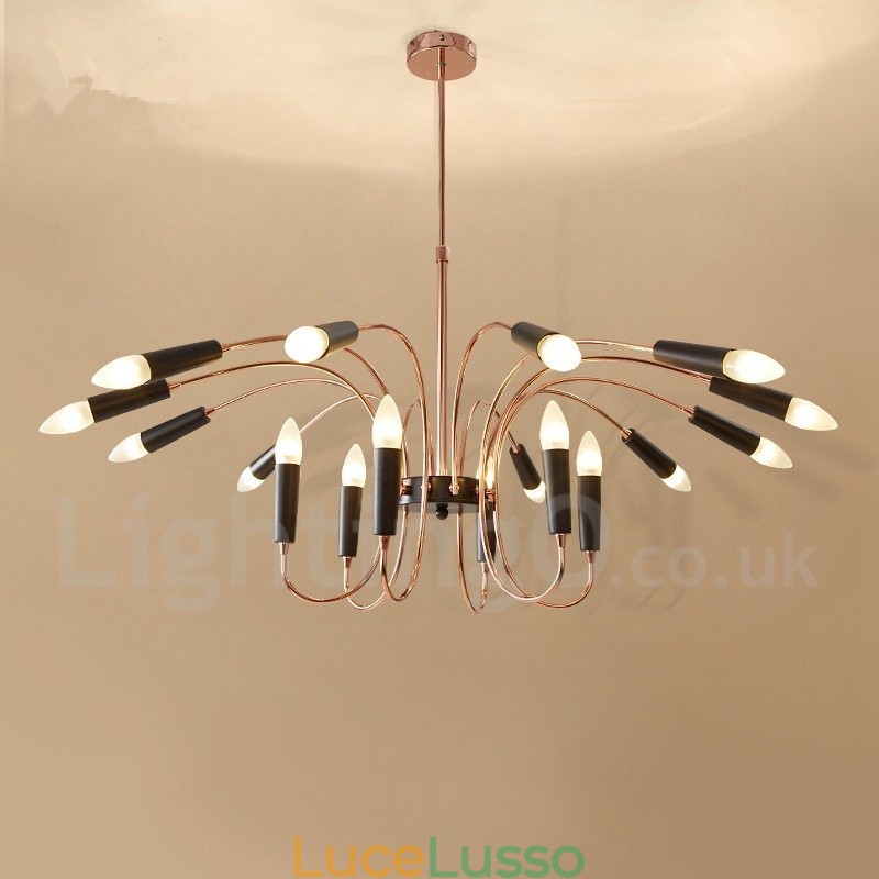 Lampadario moderno contemporaneo a 2 livelli e 18 luci