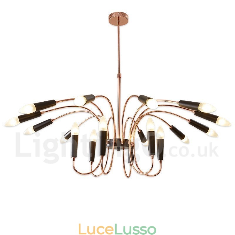 Lampadario moderno contemporaneo a 2 livelli e 18 luci