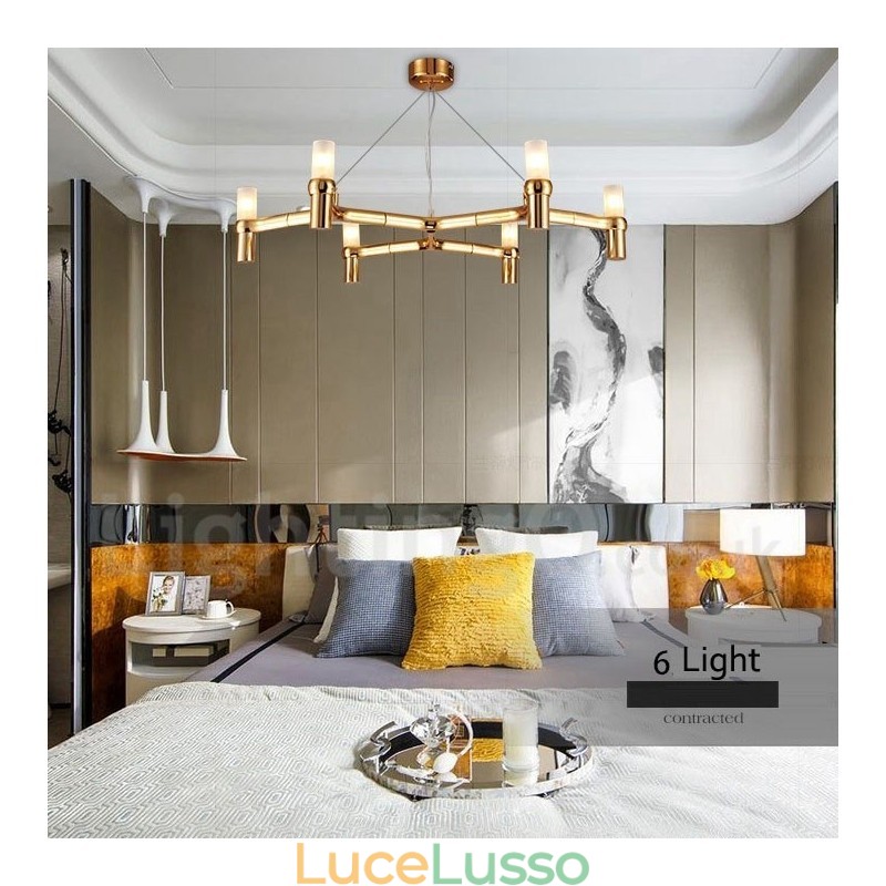 Lampadario moderno contemporaneo a 6 luci a un livello