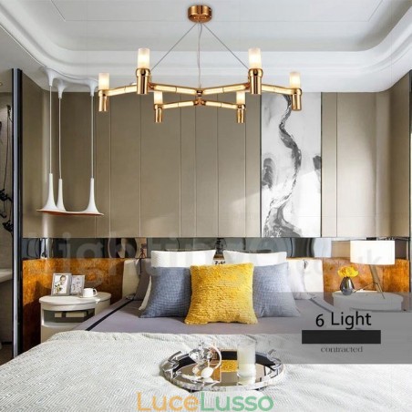 Lampadario moderno contemporaneo a 6 luci a un livello Lampadario moderno contemporaneo a 6 luci a un livello