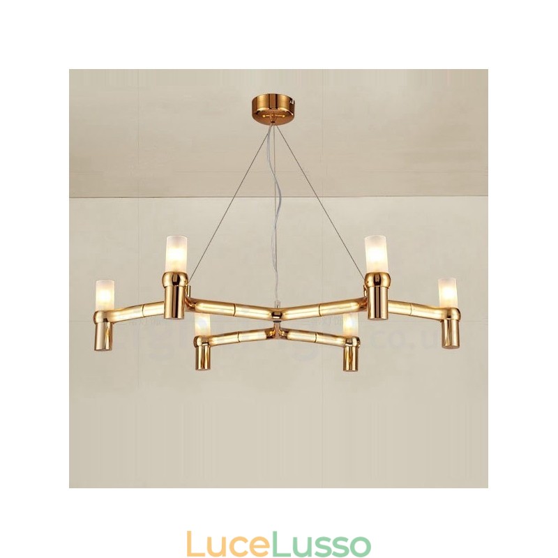 Lampadario moderno contemporaneo a 6 luci a un livello