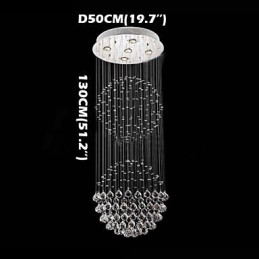 Lampadario a sospensione moderno in cristallo a 5 luci, baldacchino in argento, globo in cristallo trasparente, lampade da soffitto