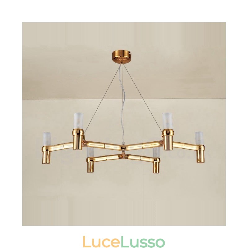 Lampadario moderno contemporaneo a 6 luci a un livello