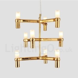 Lampadario moderno contemporaneo a 9 luci e 3 livelli