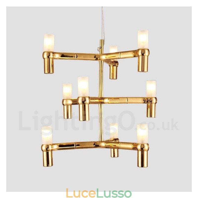 Lampadario moderno contemporaneo a 9 luci e 3 livelli