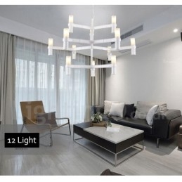 Lampadario moderno contemporaneo a 12 luci e 3 livelli