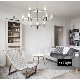 Lampadario moderno contemporaneo a 12 luci e 3 livelli