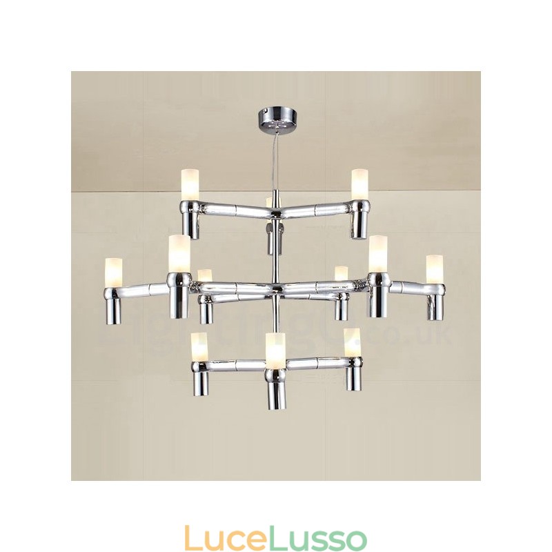 Lampadario moderno contemporaneo a 12 luci e 3 livelli