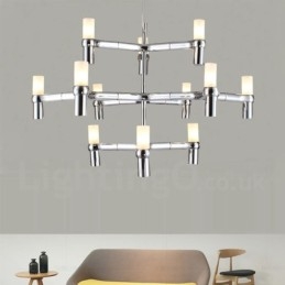 Lampadario moderno contemporaneo a 12 luci e 3 livelli