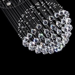Lampadario a sospensione moderno in cristallo a 5 luci, baldacchino in argento, globo in cristallo trasparente, lampade da soffitto