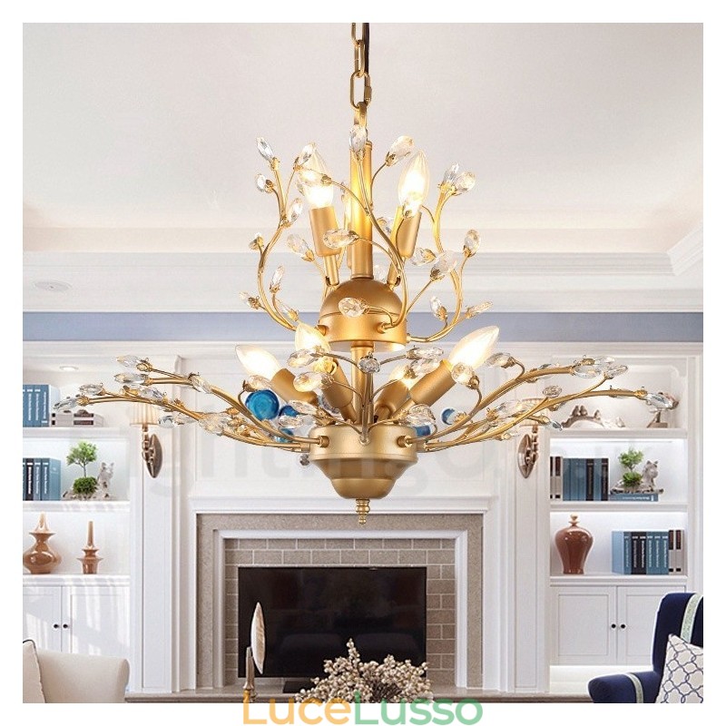 Lampadario moderno contemporaneo a 7 luci, altezza 60 cm, larghezza 45 cm