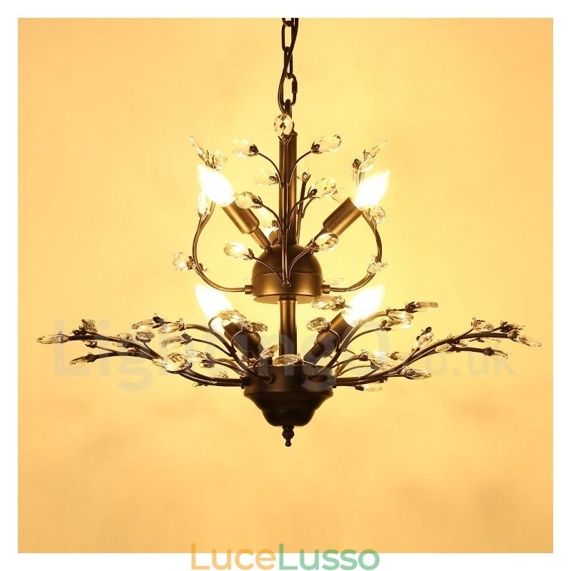 Lampadario moderno contemporaneo a 7 luci, altezza 60 cm, larghezza 45 cm