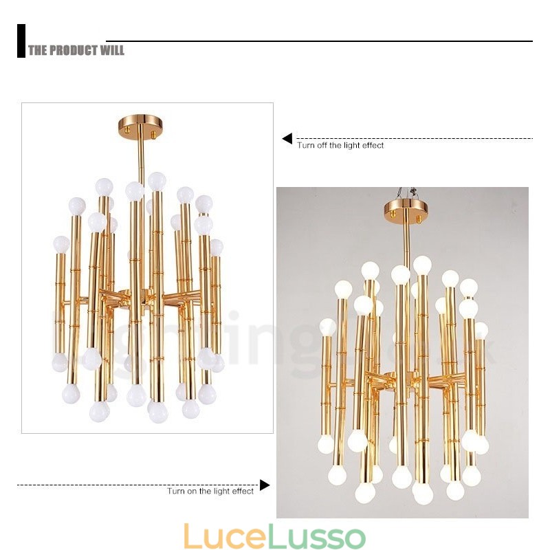 Lampadario moderno contemporaneo a 30 luci e 2 livelli per la luce