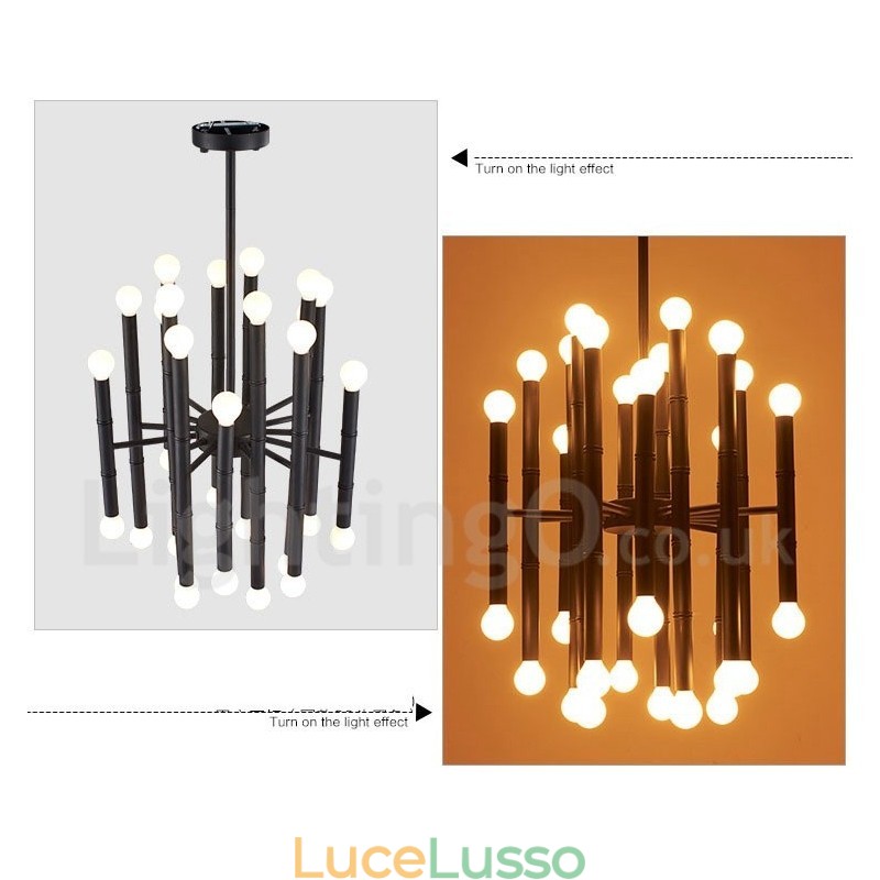 Lampadario moderno contemporaneo a 30 luci e 2 livelli per la luce