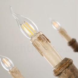 Lampadario vintage in legno a 6 luci