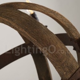 Lampadario vintage in legno a 6 luci in stile country