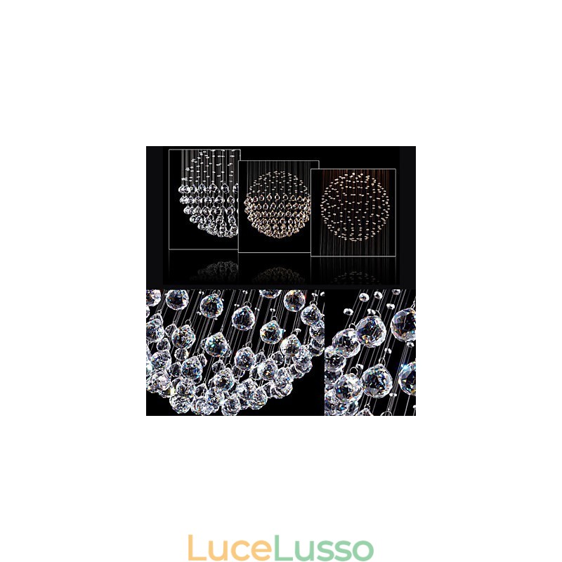 Lampadario a sospensione moderno in cristallo a 5 luci, baldacchino in argento, globo in cristallo trasparente, lampade da soffitto