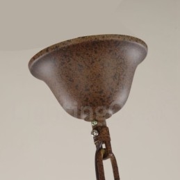 Lampadario in legno chiaro vintage a 6 luci a un livello
