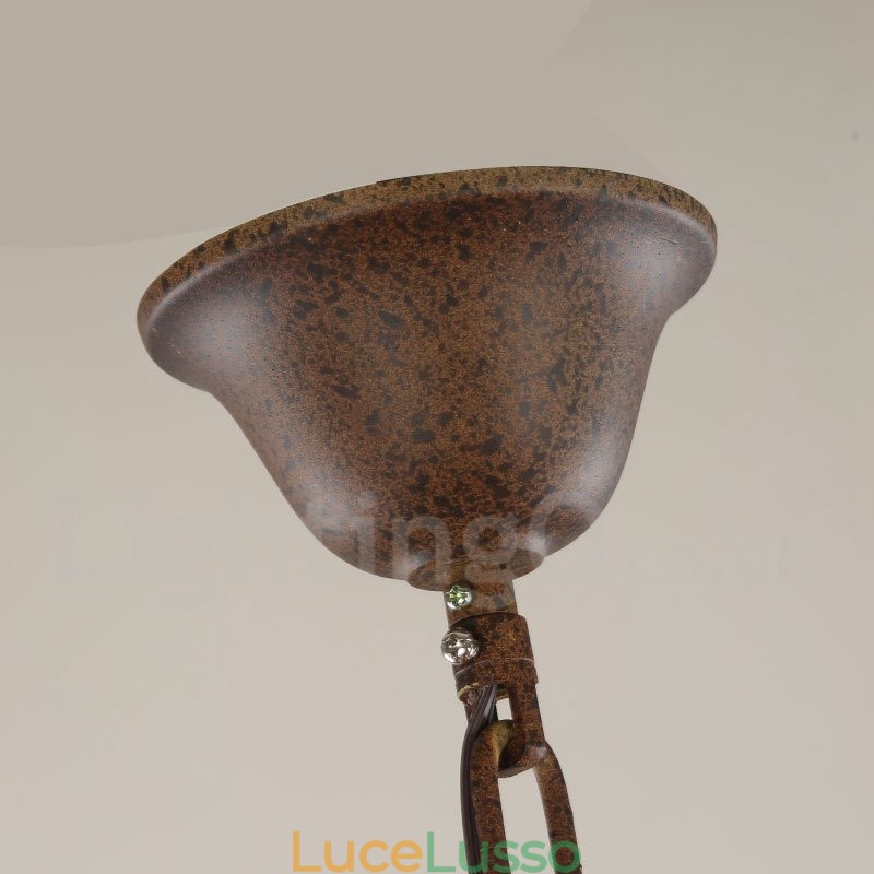 Lampadario in legno chiaro vintage a 6 luci a un livello