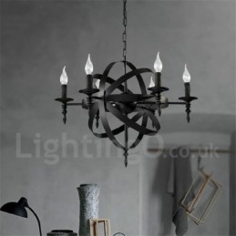 Lampadario retrò vintage in metallo a 6 luci a un livello