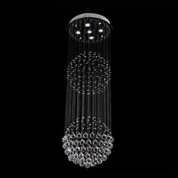 Lampadario a sospensione moderno in cristallo a 5 luci, baldacchino in argento, globo in cristallo trasparente, lampade da soffitto