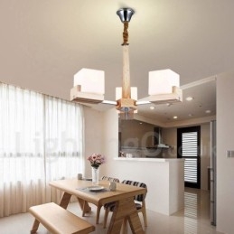 Lampadario moderno contemporaneo in legno a 3 luci a un livello