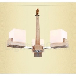 Lampadario moderno contemporaneo in legno a 3 luci a un livello