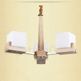 Lampadario moderno contemporaneo in legno a 3 luci a un livello