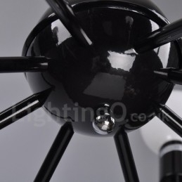 Lampadario a 8 luci in metallo retrò vintage nero a un livello