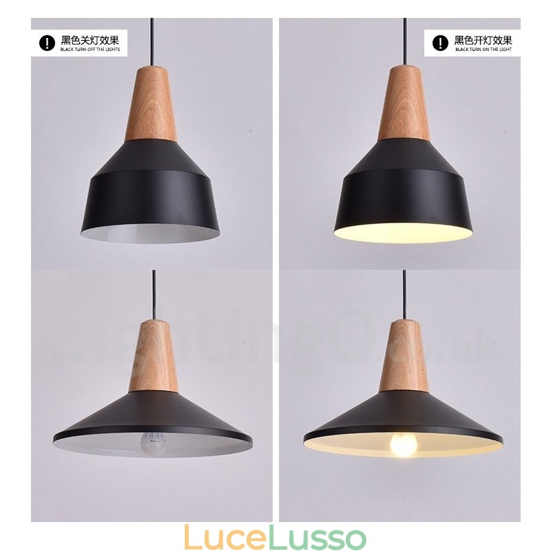 Lampada a sospensione moderna e contemporanea in legno da 1 luce