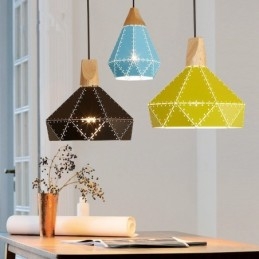 Lampada a sospensione moderna e contemporanea in metallo Wood 1 Light