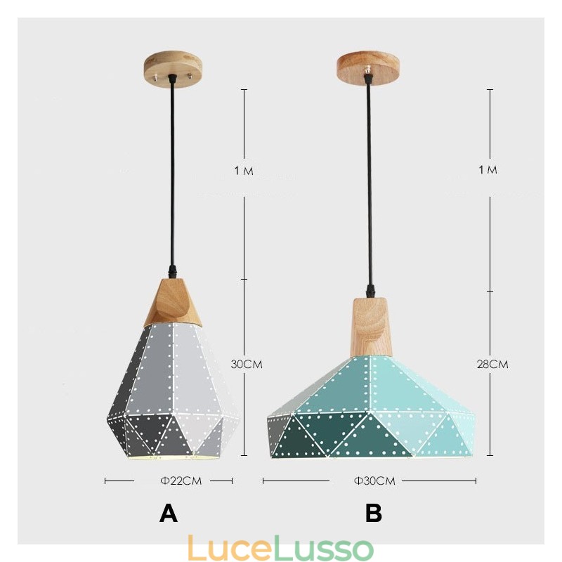 Lampada a sospensione moderna e contemporanea in metallo Wood 1 Light