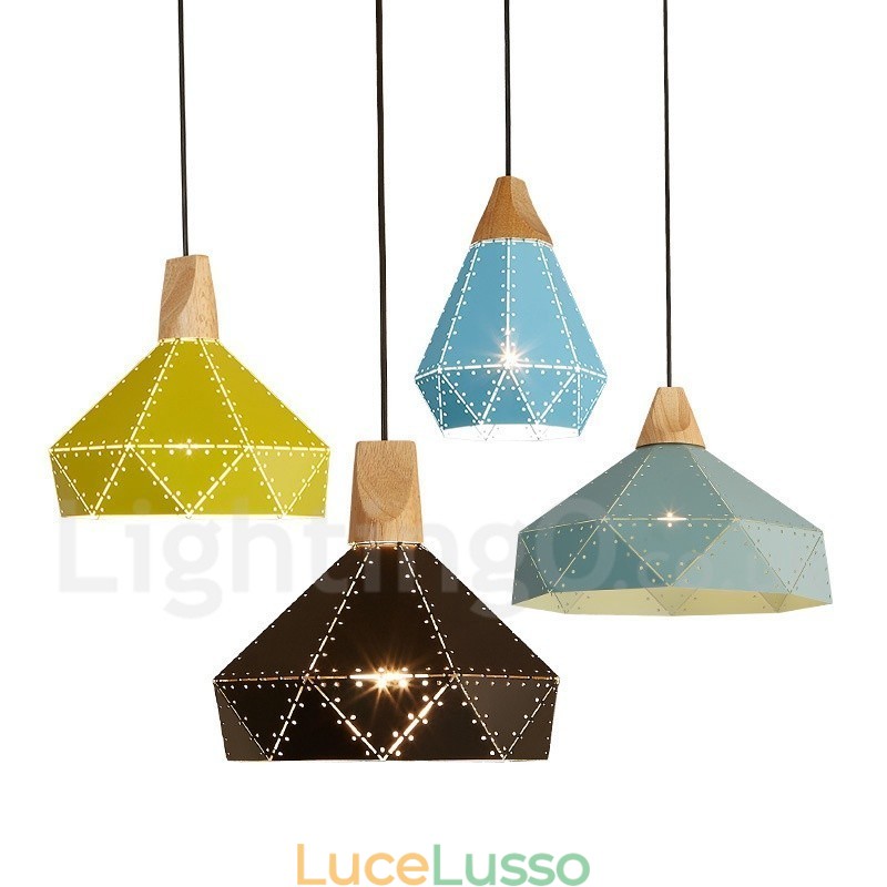 Lampada a sospensione moderna e contemporanea in metallo Wood 1 Light
