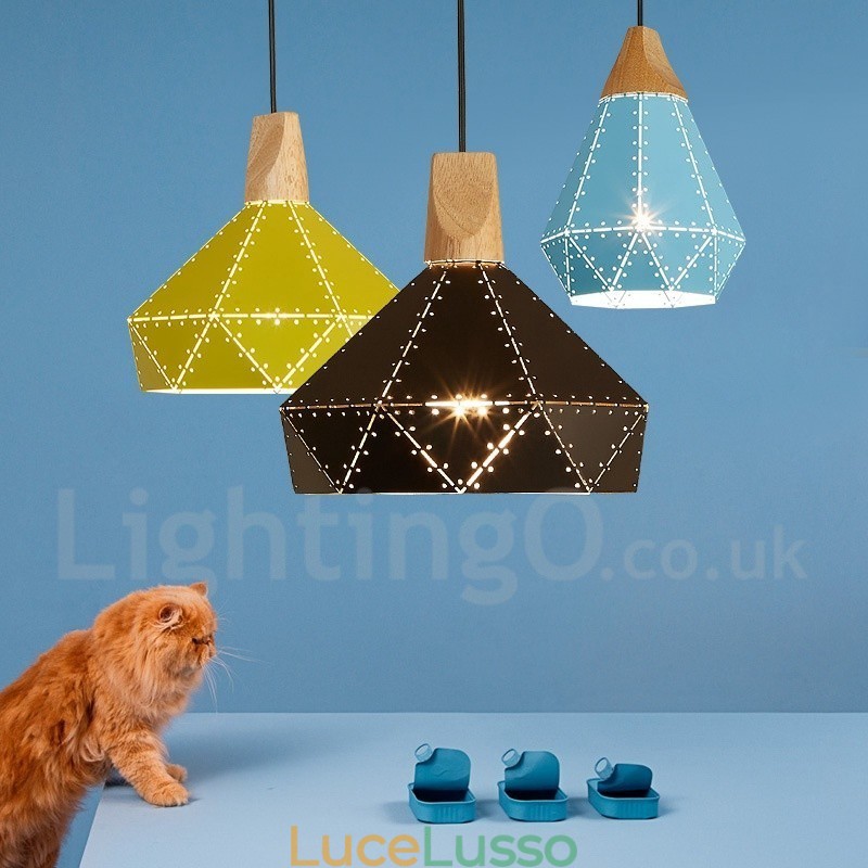Lampada a sospensione moderna e contemporanea in metallo Wood 1 Light