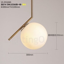 Lampada a sospensione moderna contemporanea a 1 luce con paralume in vetro